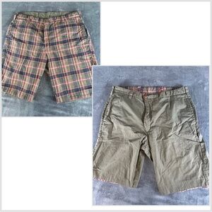 Reversible Men's Plaid and Olive Casual Shorts